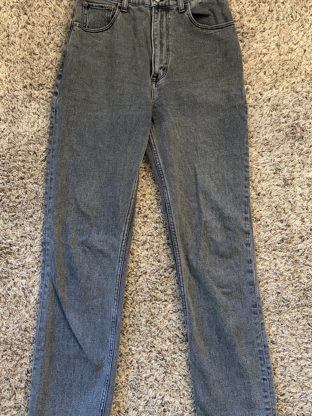Abercrombie & Fitch High-Rise Straight Leg Jeans in Washed Black